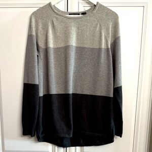 Jeanne Pierre Size Large Scoop Neck Long Sleeve Sweater 3 Large Grey Stripes